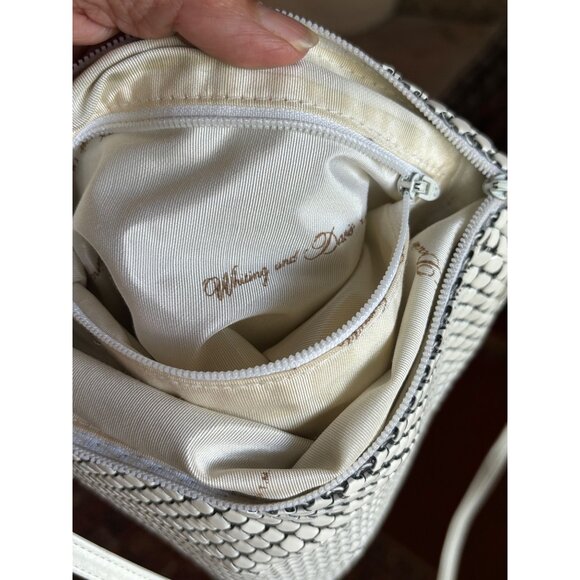 Whiting & Davis Metal Mesh Shoulder Bag Leather Strap Gold Charm 70s Y2K Disco - Picture 5 of 13